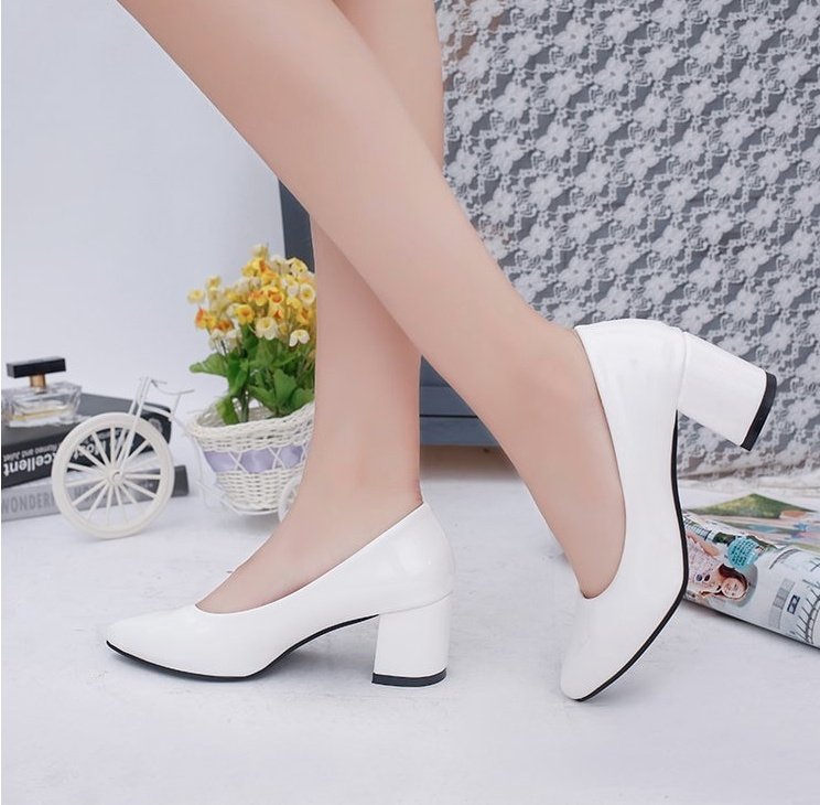 Lackleder Brautschuhe Hochzeitsschuhe mit Block Absatz&nbsp;Schlicht