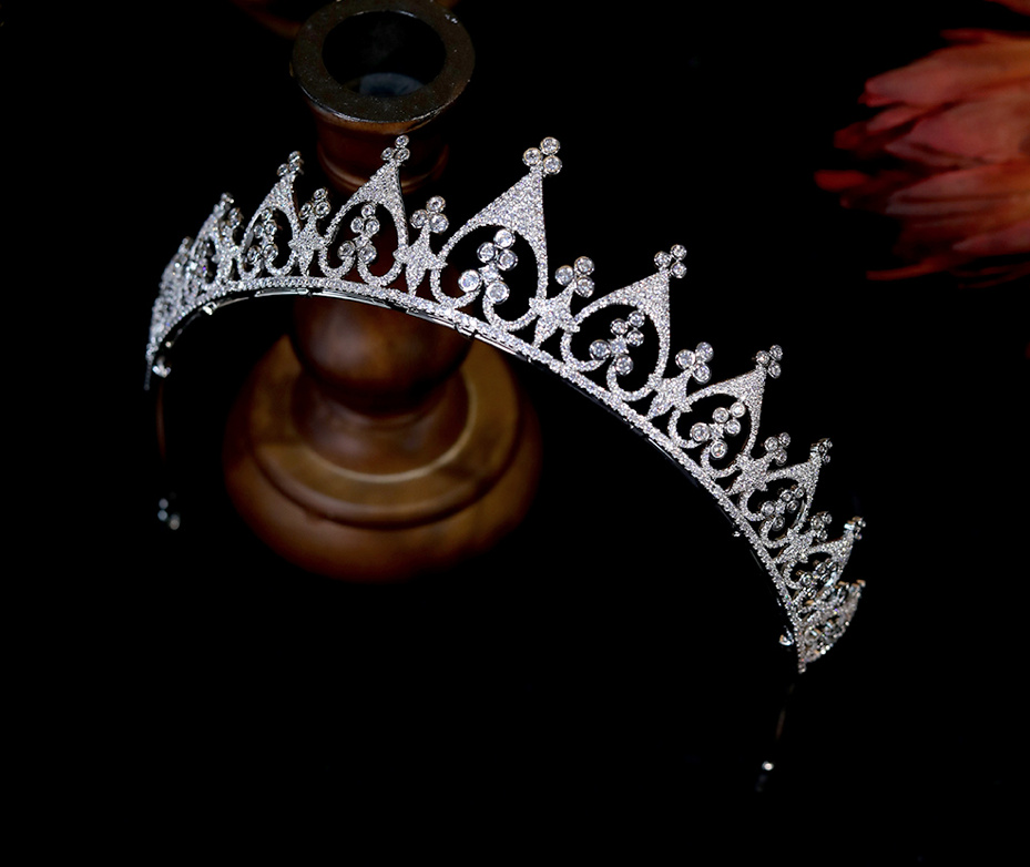 Kristall Zirkon Braut Tiara Diadem Elisa Silber Herz&nbsp;Form