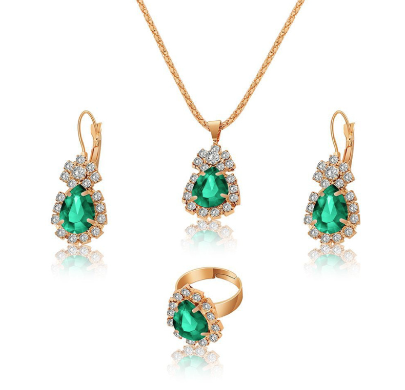 Brautschmuck Set Estella Dreiteilig in Gold&nbsp;Grün