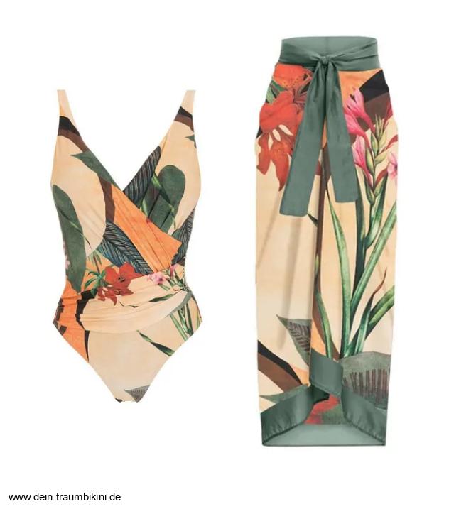 Zelisa Badeanzug mit Blumenmuster und Rock im&nbsp;Set