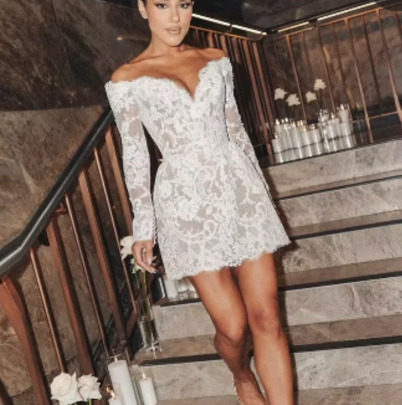 Langarm Mini Brautkleid Schulterfrei Alice&nbsp;Sexy