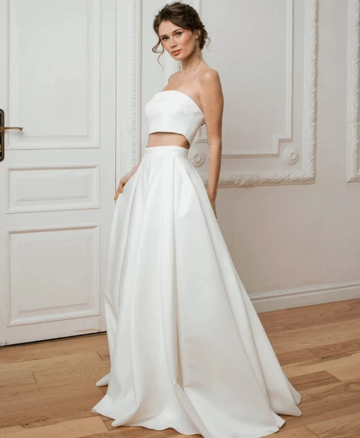 Zweiteiliges Bustie Satin Brautkleid Ajlin mit&nbsp;Rock