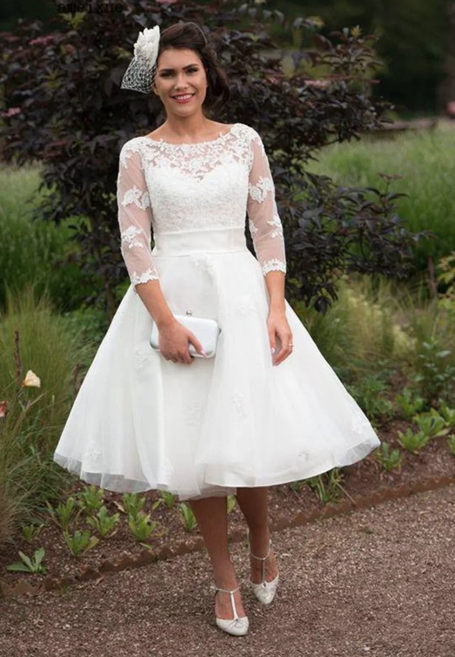 Vintage Style Pettycoat Brautkleid Amalia mit Ärmel&nbsp;Wadenlang