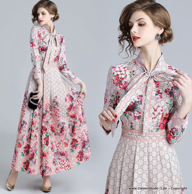 Elegantes Langarm Runway Kleid Alena mit&nbsp;Blumenmuster