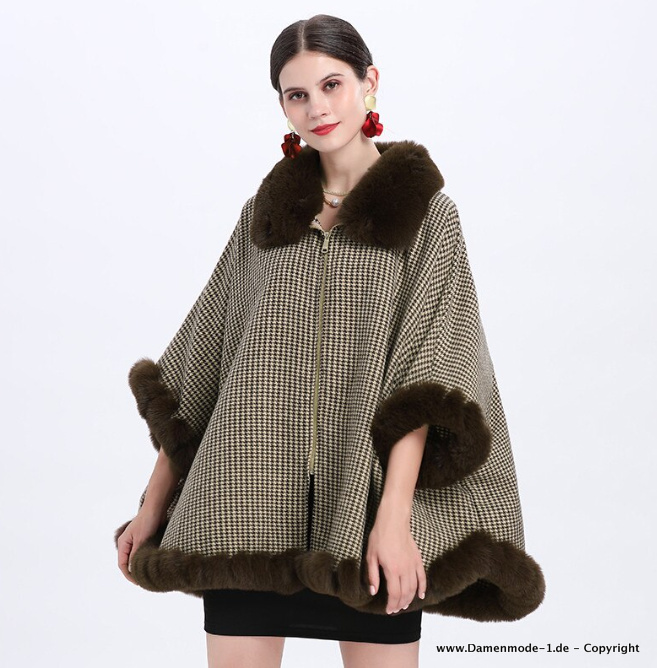 Damen Herbst Winter Kaschmir Poncho Alessandra&nbsp;Braun