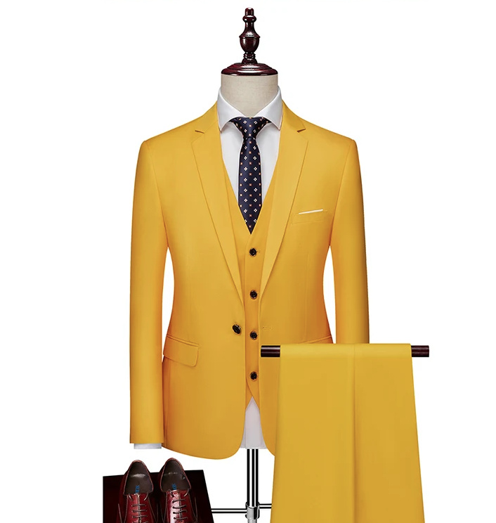 Herren Anzug Anais für den Bräutigam und Hochzeitsgäste in Gelb Dreiteilig Sakko Weste und&nbsp;Hose