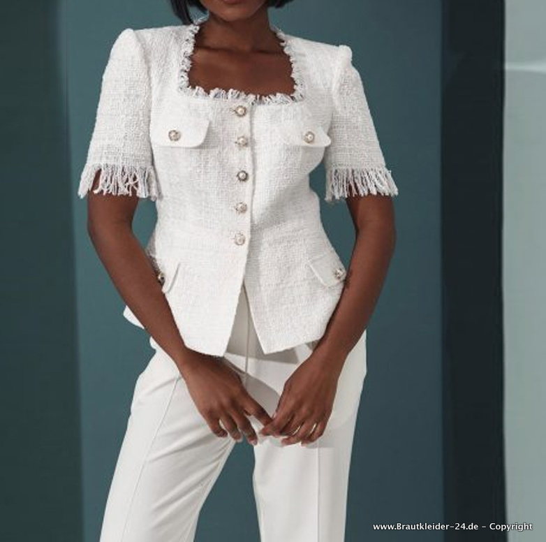 Kurzarm Hosenanzug Elegant für die Braut Standesamtoutfit