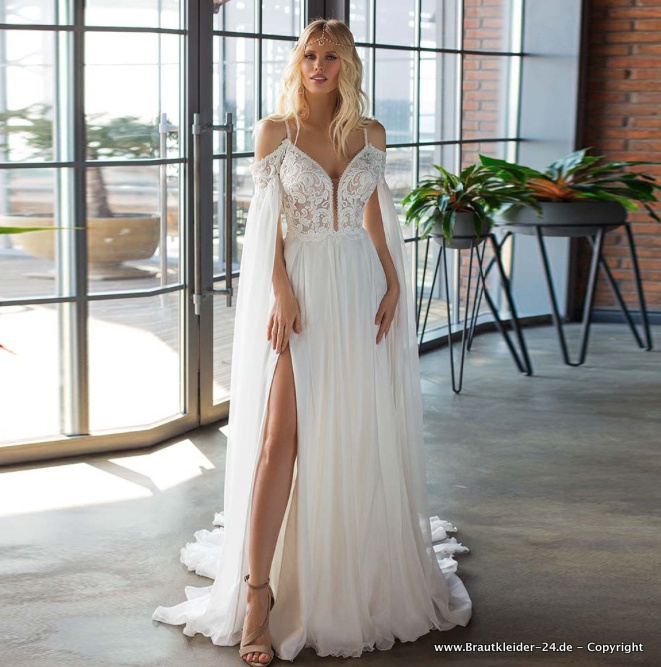 Beach Boho Style Brautkleid Friede mit V Ausschnitt und&nbsp;Spitze