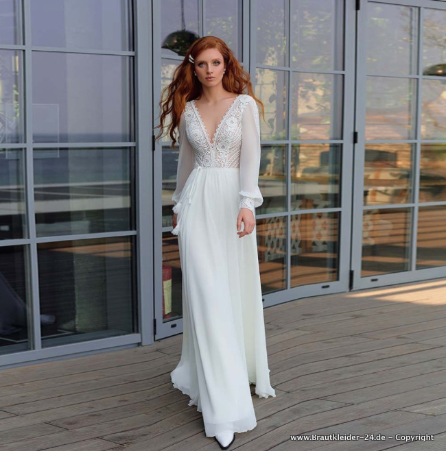 I Linie Langarm Boho Brautkleid Florisa mit&nbsp;Spitze