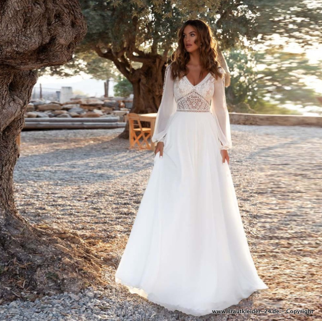 Boho Style Langarm Cut Out Brautkleid&nbsp;Freda