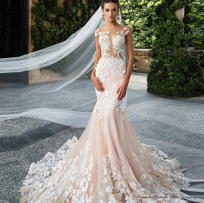 Meerjungfrau Brautkleid Gilda mit Scoop ausschnitt und&nbsp;Spitze
