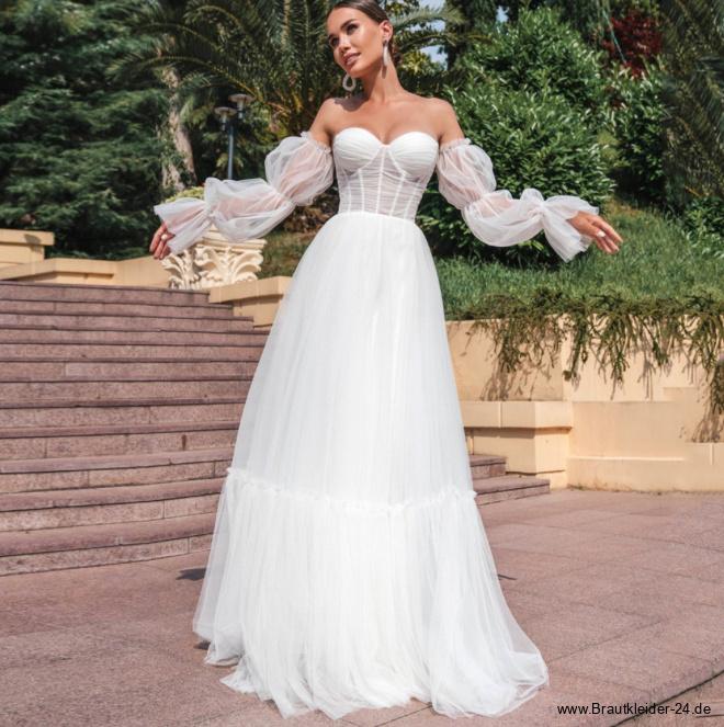 Bustie Boho Brautkleid Hellena mit Tüll Ärmel&nbsp;Abnehmbar