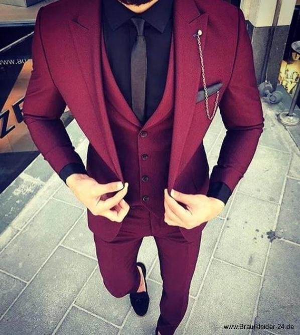 Herren Anzug Hochzeitsanzug in&nbsp;Weinrot