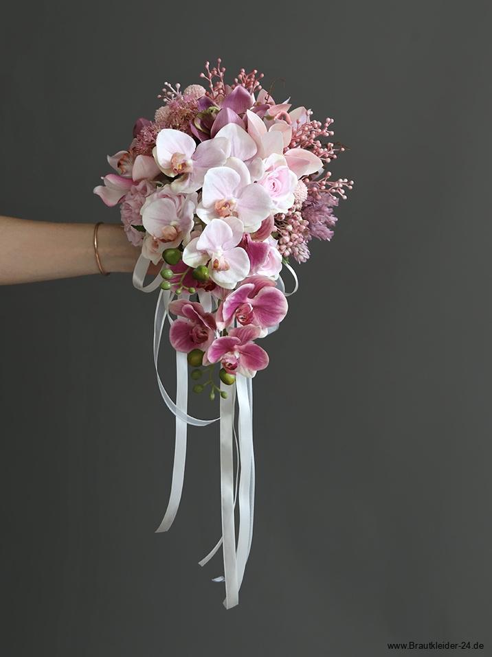 Wasserfall Hochzeit Bouquet Brautstrauß mit Rosen und Orchideen&nbsp;Rosa