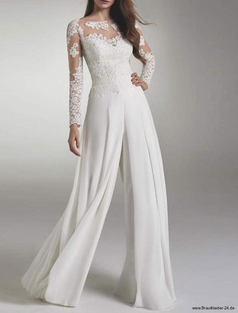 Braut Einteiler Jumpsuit für den Standesamt Hosenanzug mit&nbsp;Spitze