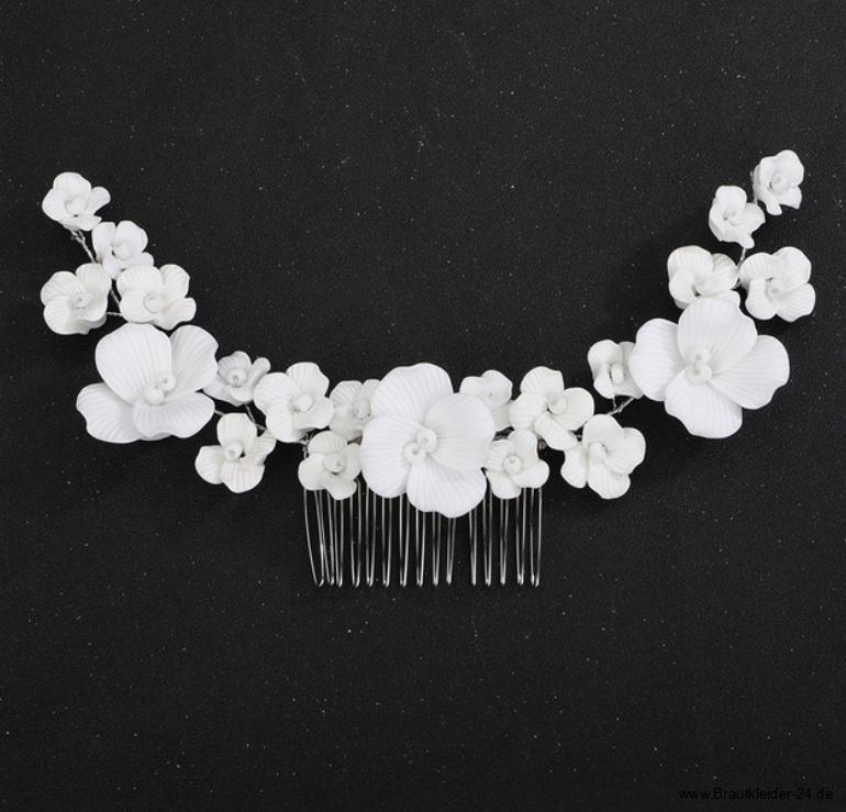 Braut Haarschmuck Inike Haarkamm mit Weiße&nbsp;Blumen