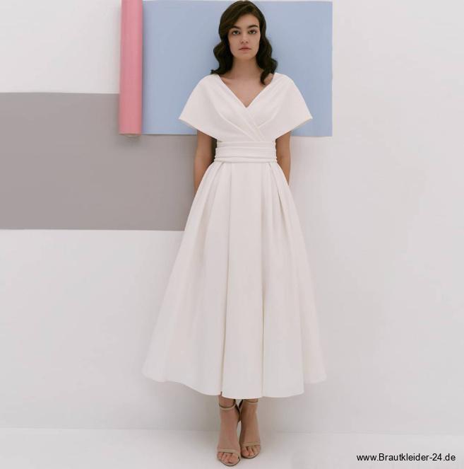 Elegantes Brautkleid Ionita mit Flügel Ärmeln&nbsp;Wadenlang