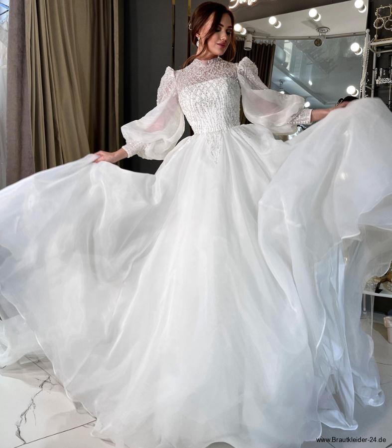 Langarm Chiffon Brautkleid Iris mit Glitzer&nbsp;Pailletten