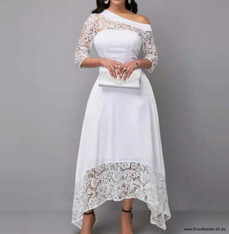 A-Linie One Shoulder Standesamtkleid Isra mit&nbsp;Spitze