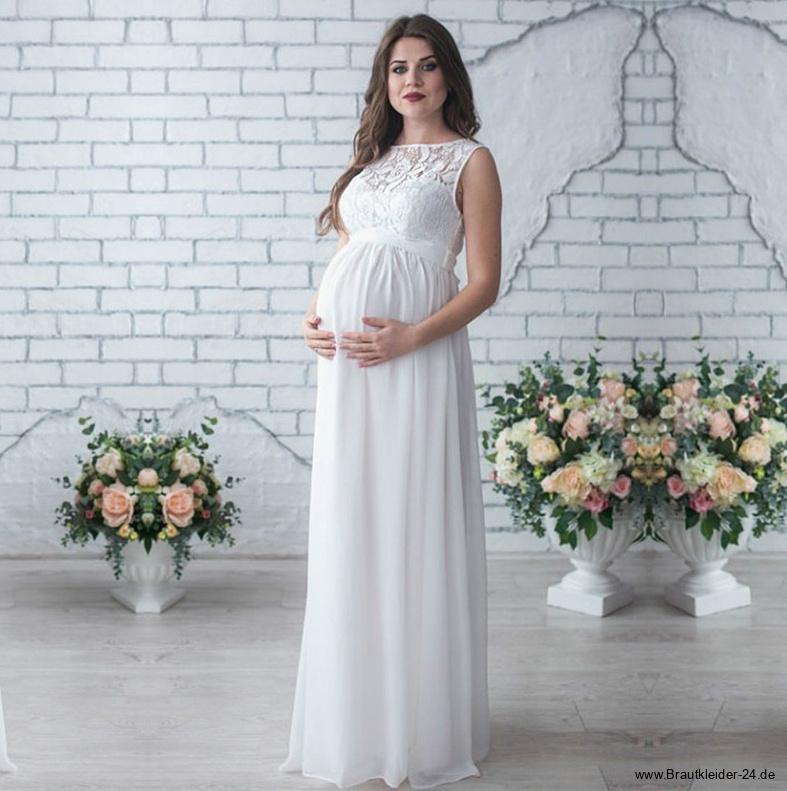 Ärmelloses Umstandsbrautkleid Standesamtkleid für&nbsp;Schwangere