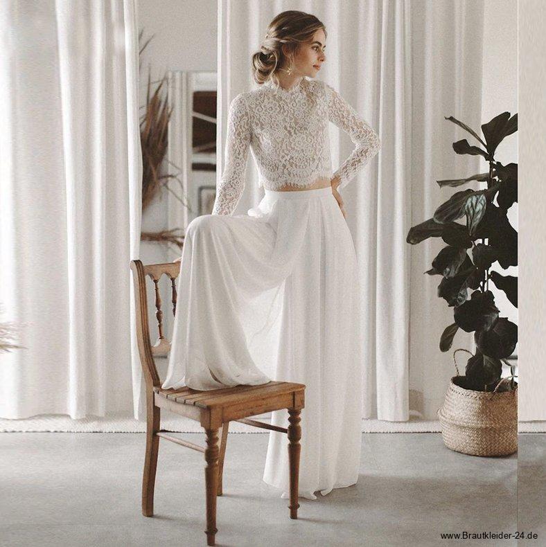 Brautoutfit Zweiteiler für den Standesamt mit&nbsp;Spitze