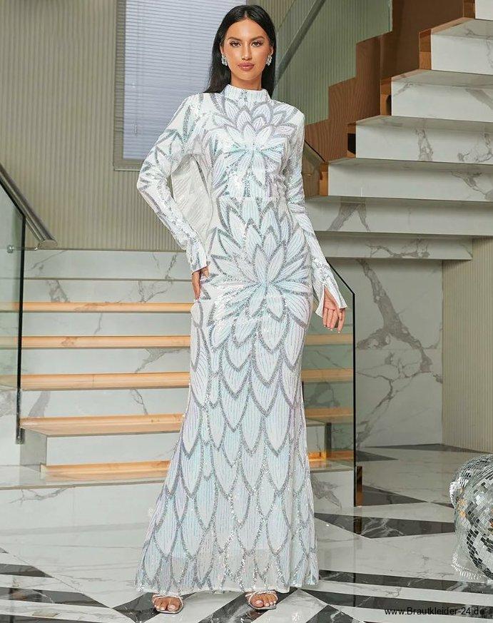 Langarm Glitzer Bleistift Standesamtkleid für die&nbsp;Braut