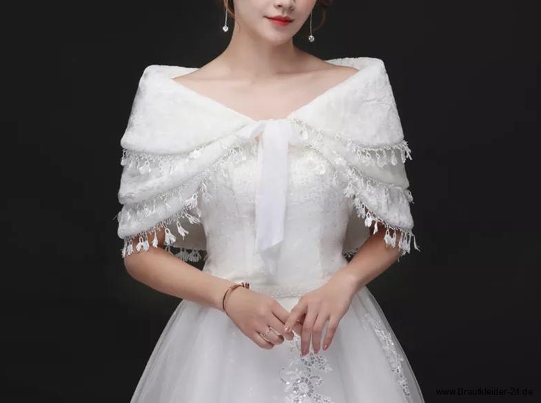 Braut Cape Bolero Schulterfrei mit&nbsp;Applikationen
