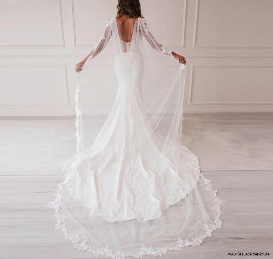 Braut Cape Wraps 3 M Lang mit Perlen und&nbsp;Spitze