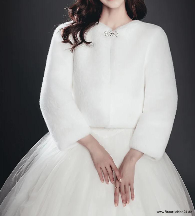 Kurze Plüsch Jacke für die Braut in&nbsp;Weiß