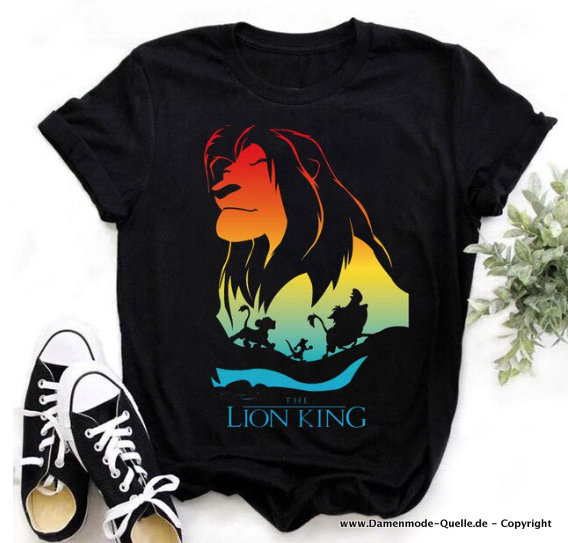 Der König der Löwen Print Damen T-Shirt in&nbsp;Schwarz
