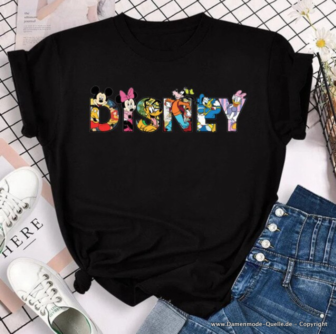 Disney Print Damen T-Shirt in&nbsp;Schwarz