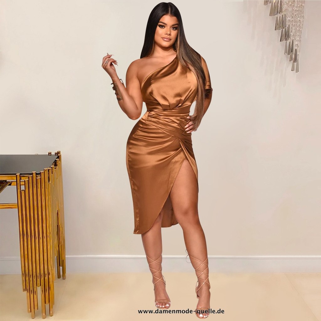 Damen Satin Kleid Exklusiver Look in&nbsp;Braun