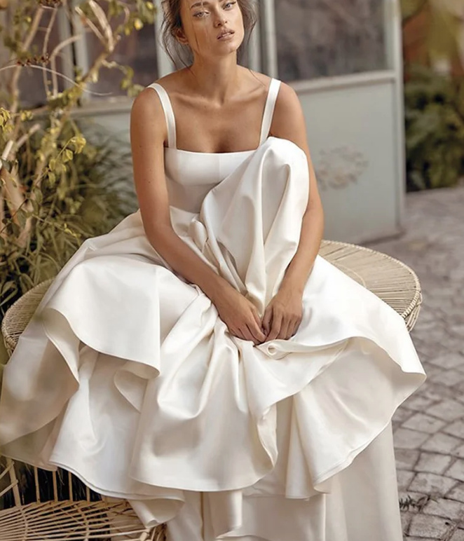 Romantisches Satin Brautkleid Anke mit&nbsp;Träger