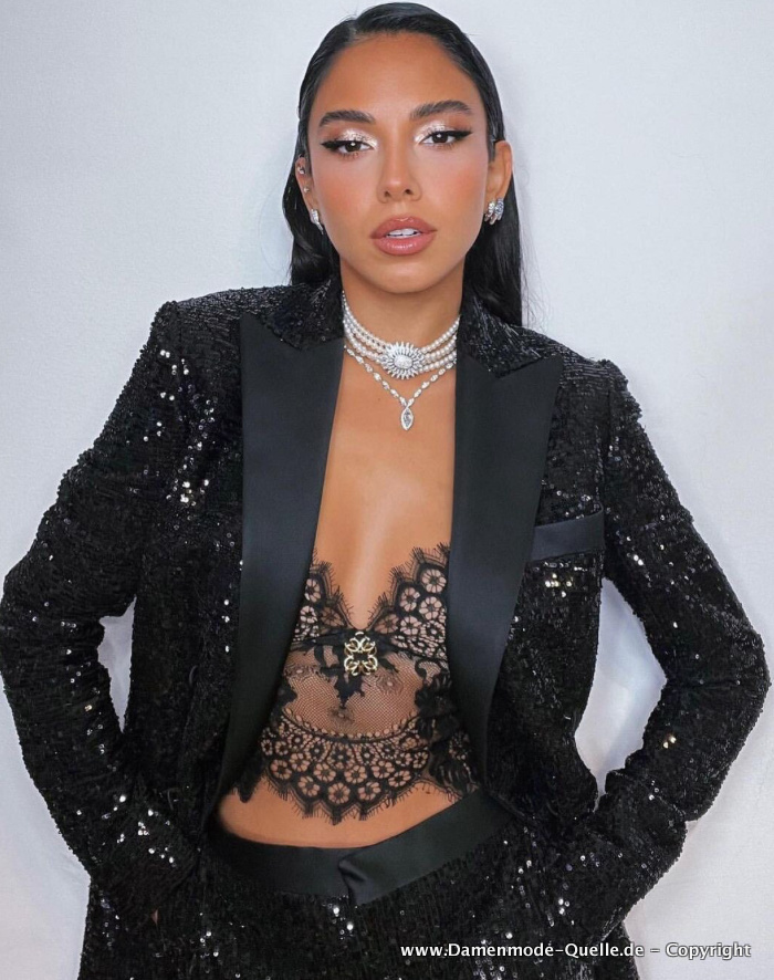 Schwarzer Pailletten Glitzer Hosenanzug&nbsp;Festlich