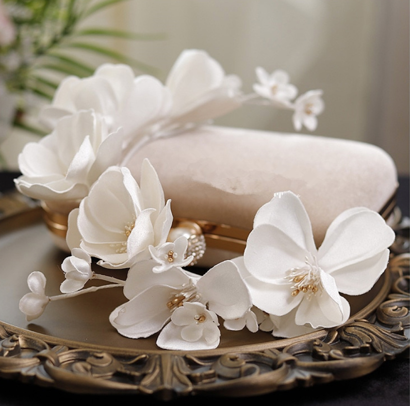 Blumen Braut Stirnband Romantisch in&nbsp;Weiß