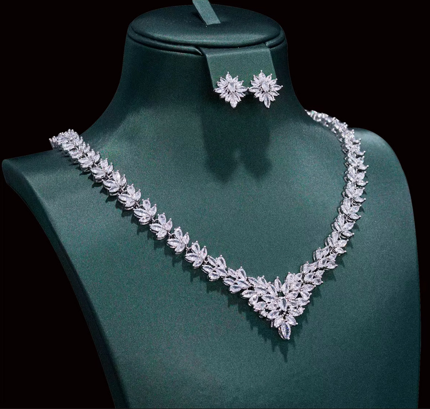 Zirkonia Brautschmuck Set Francesca Halskette mit Ohrringe im&nbsp;Set