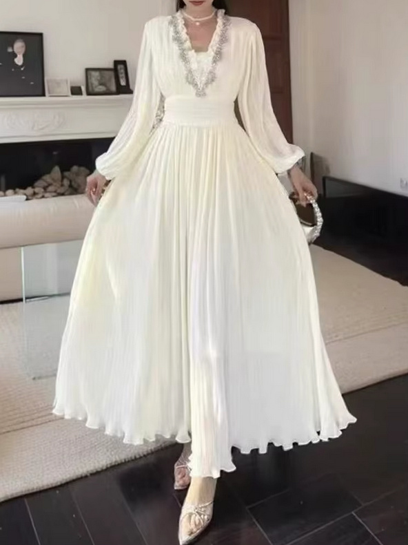 A Linie Langarm Standesamt Brautkleid Godja Plissiert mit Strass&nbsp;Applikation