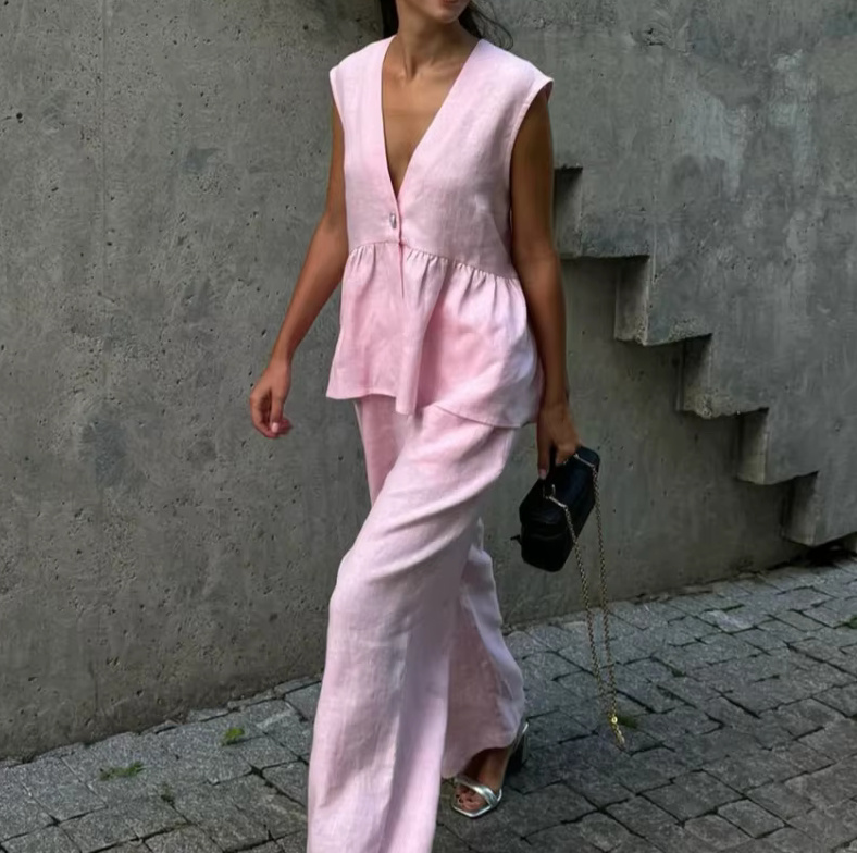 Ärmelloses Damen Sommer Set 2025 in&nbsp;Rosa