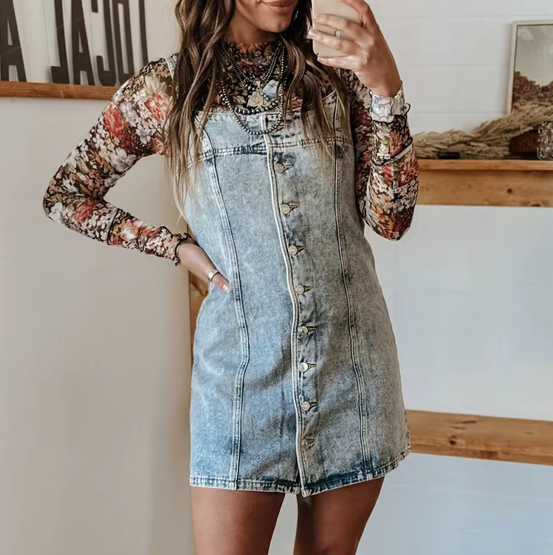 Sexy Mini Sommer Jeanskleid 2025&nbsp;Hellblau