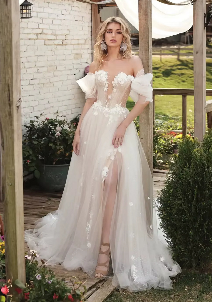 Sexy Schulterfreies Boho Brautkleid Hannah mit&nbsp;Spitze
