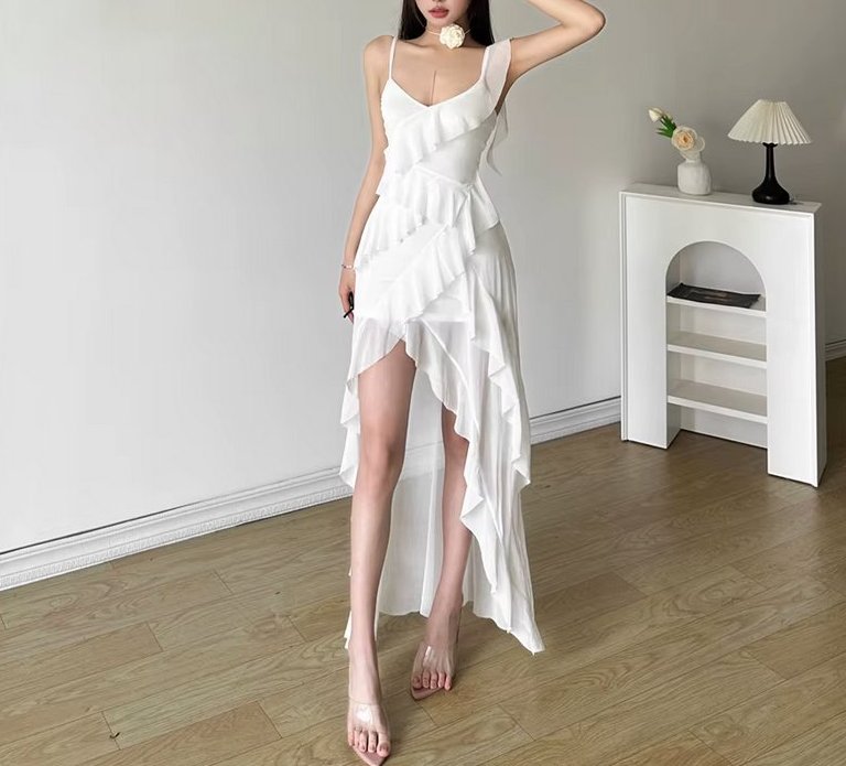 Sexy Vokuhila Standesamtkleid Gasira Vorne Kurz Hinten&nbsp;Lang