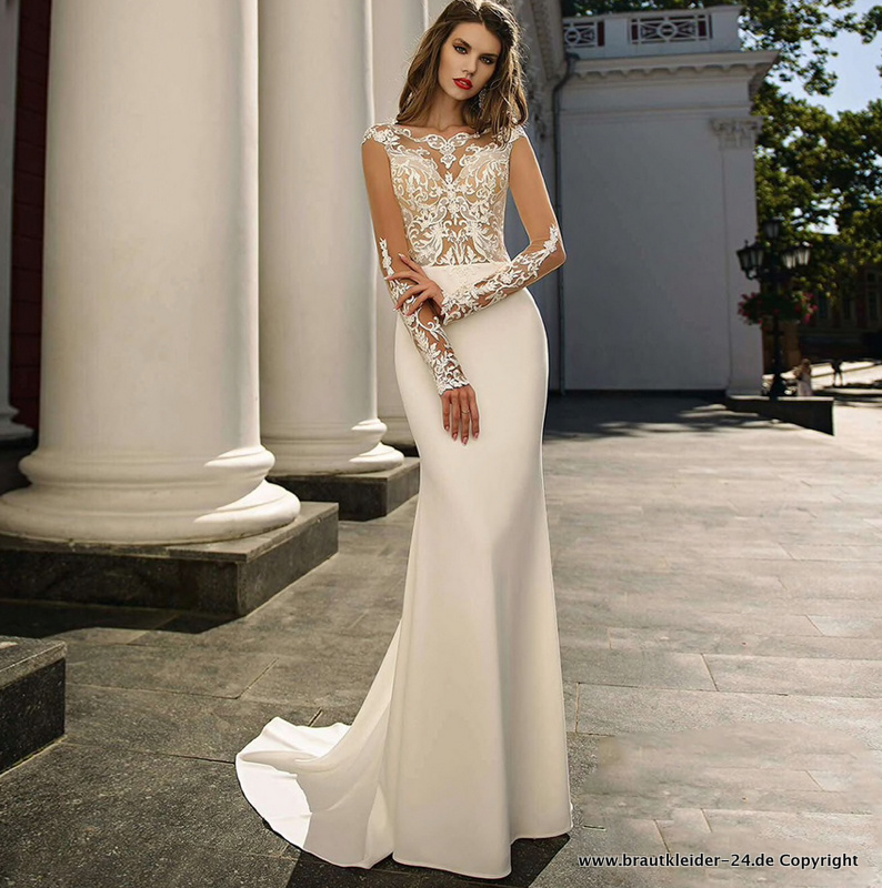 Sexy Meerjungfrau Hochzeitskleid Brautkleid mit&nbsp;Spitzenärmel