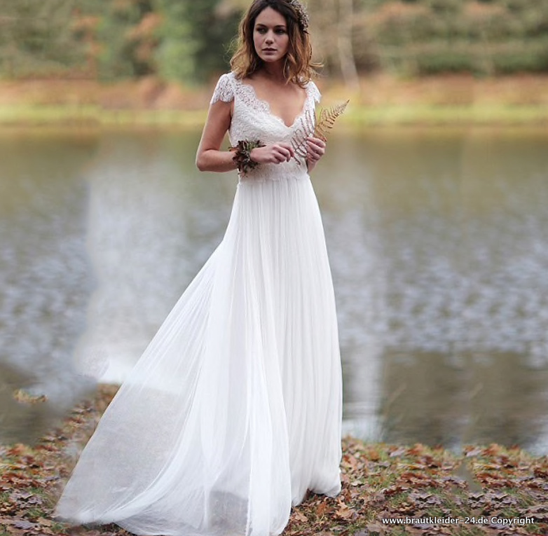 Bohostyle Hochzeitskleid für den Standesamt mit&nbsp;Spitze
