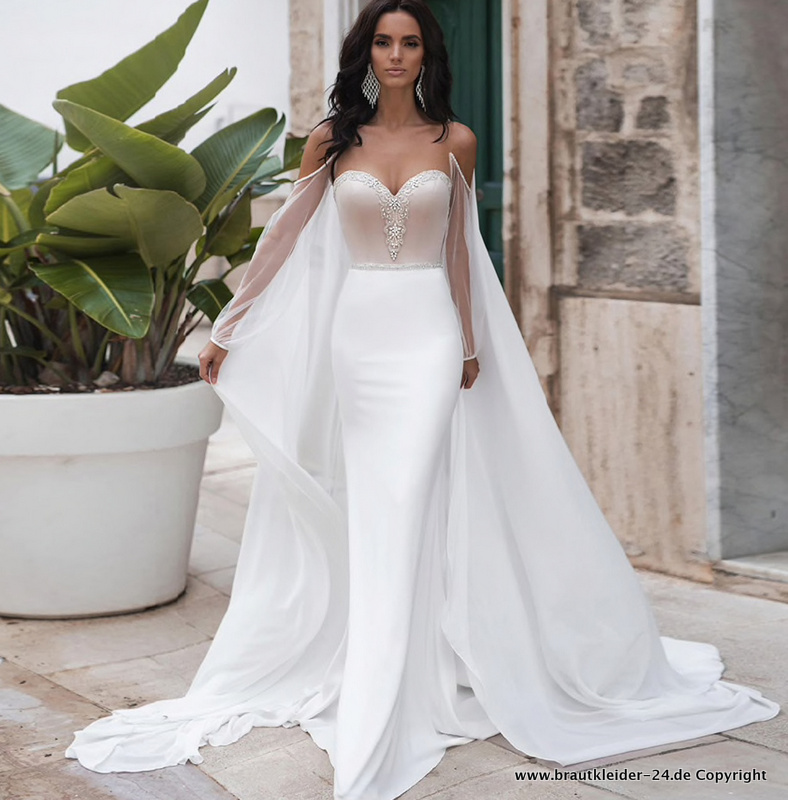 Meerjungfrau Brautkleid mit Stola und Herz&nbsp;Ausschnitt