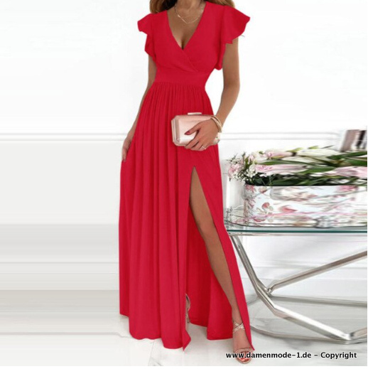 A Linie Sommerkleid Elegant Lang in&nbsp;Rot