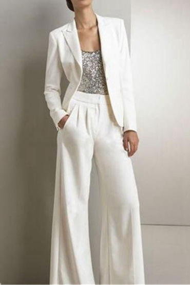 Eleganter Braut Hosenanzug in Weiß&nbsp;Standesamtmode