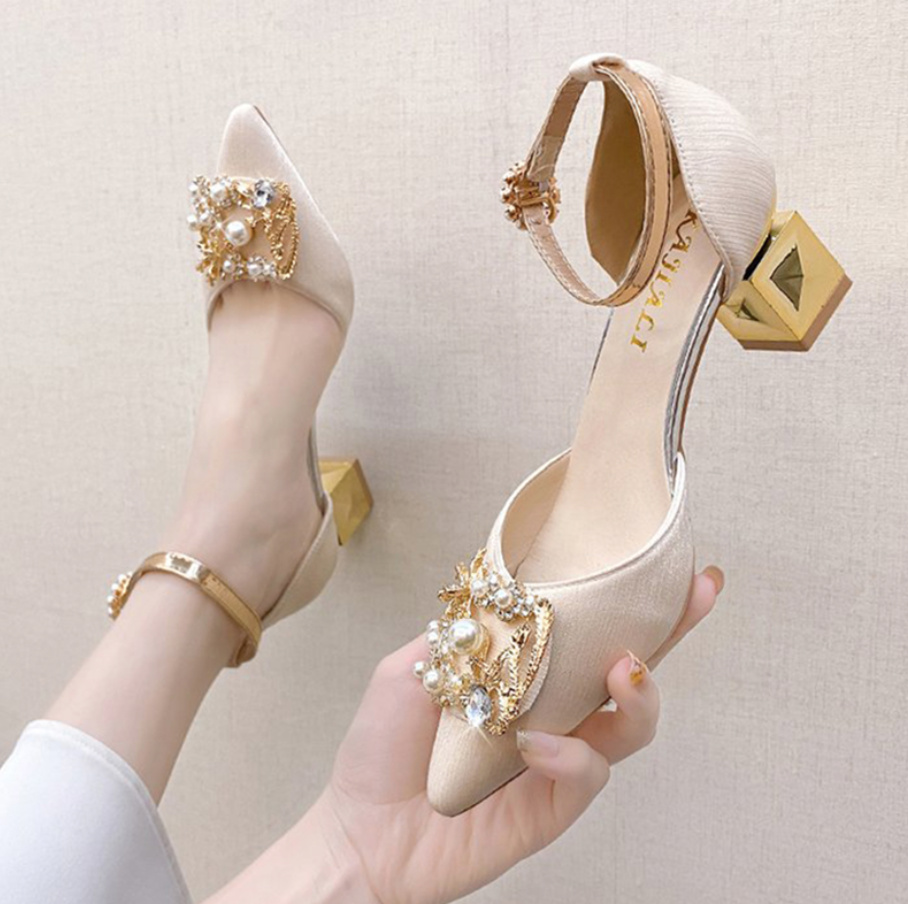 Bling Kristall High Heels Brautschuhe Hochzeitsschuhe Feelija mit Block&nbsp;Absatz