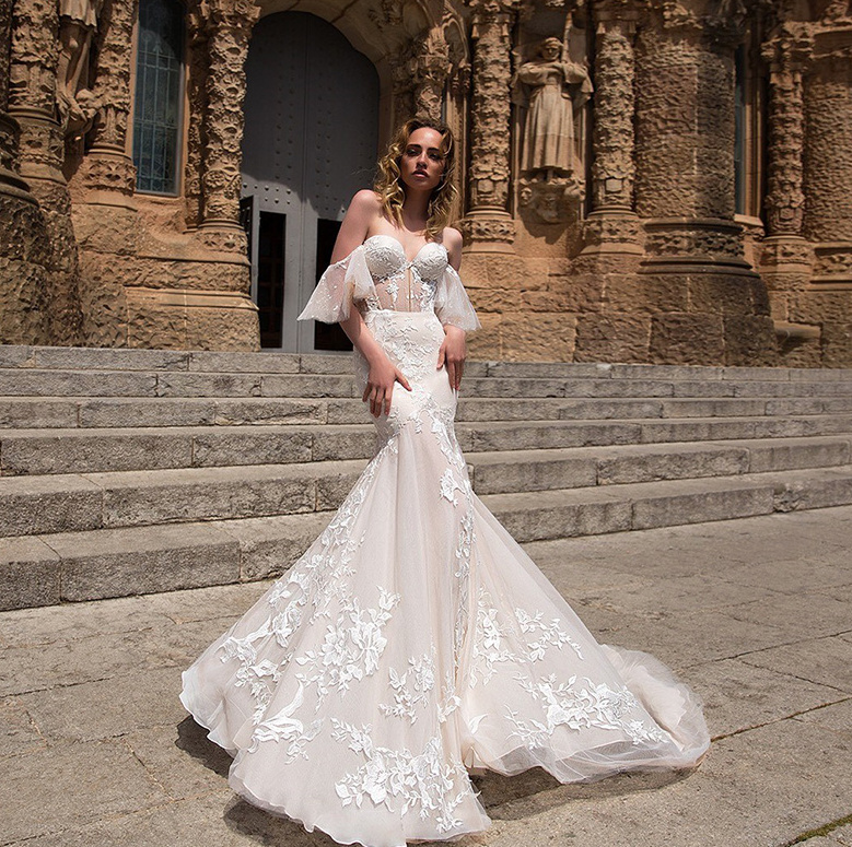 Schulterfreies Meerjungfrau Brautkleid Fibi mit Stickereien und&nbsp;Spitze