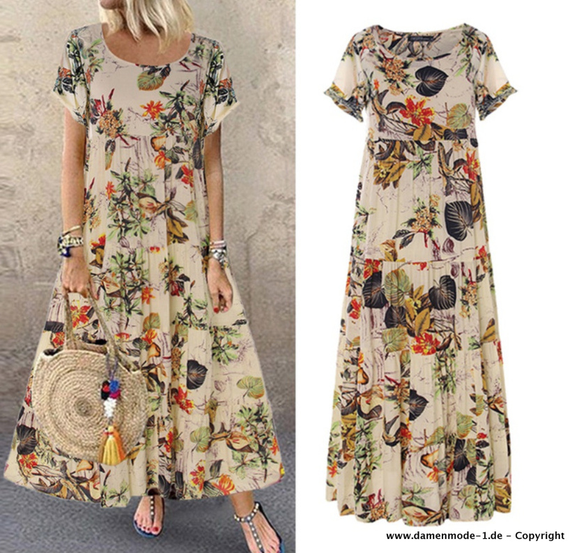 Blumenprint Maxi Boho Sommerkleid&nbsp;Knöchellang