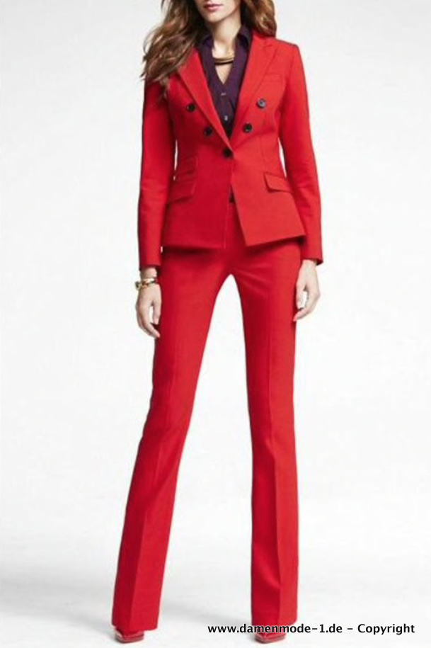 Eleganter Hosenanzug in Rot Schmal&nbsp;Geschnitten